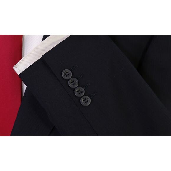 Versace Navy Blue Tonestripe Wool Mohair 2-Btn Suit by Zegna 44R - Picture 6 of 10